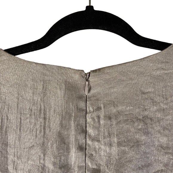 Dressbarn Collection LONDON TIMES SILVER V-NECK SLEEVELESS RUFFLES DRESS SIZE 8 - Picture 11 of 12